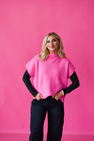 Lowen Short Sleeve Sweater in Bubble Gum Pink