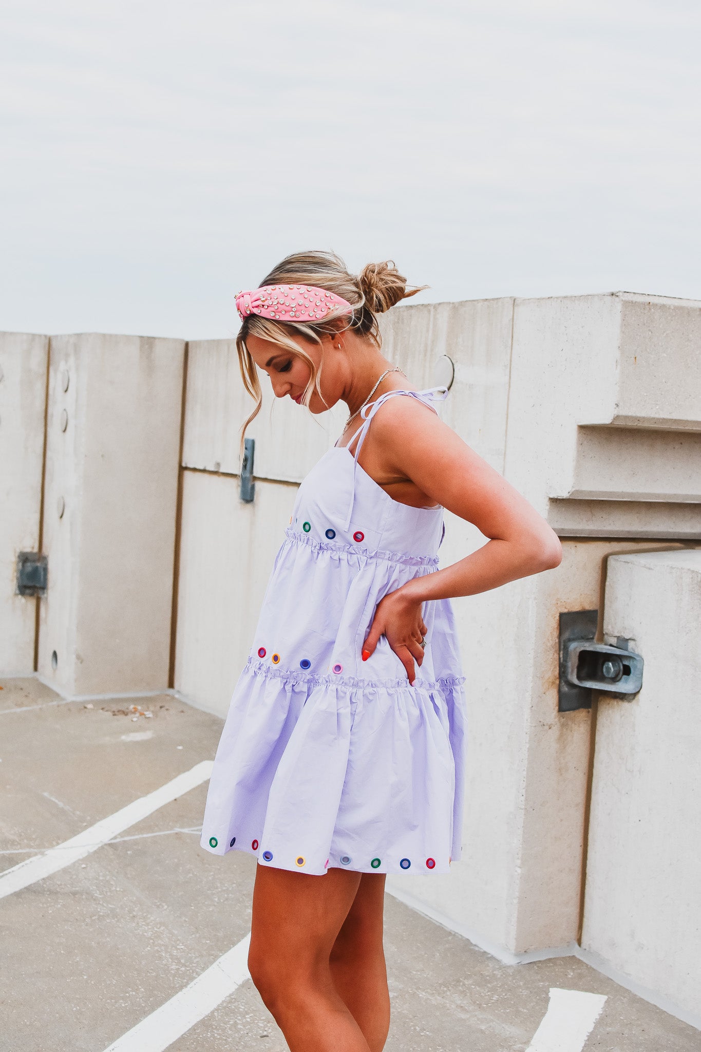Kaylie Eyelet Trim Mini Dress
