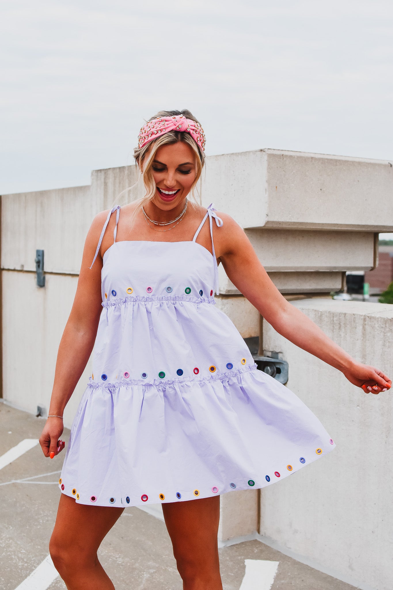 Kaylie Eyelet Trim Mini Dress