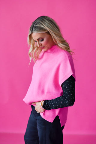 Lowen Short Sleeve Sweater in Bubble Gum Pink