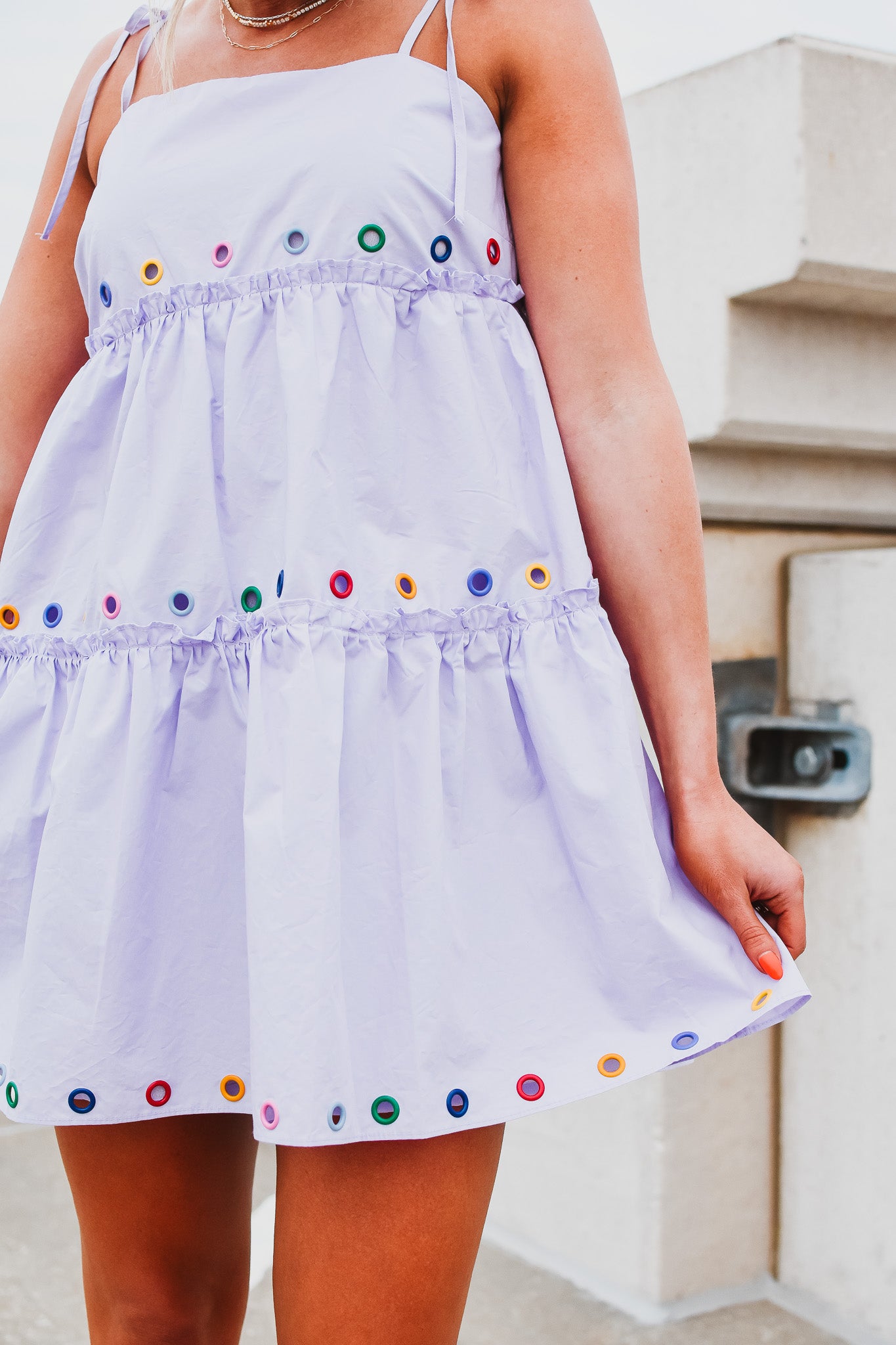 Kaylie Eyelet Trim Mini Dress