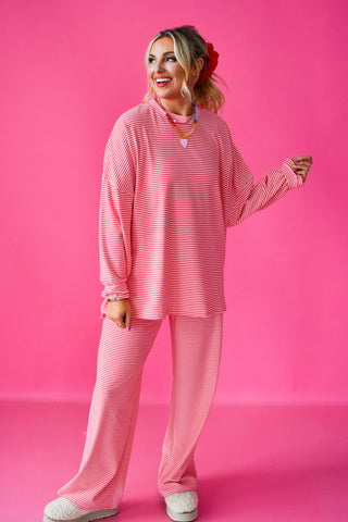 Nyah Striped Lounge Pants in Pink/Red