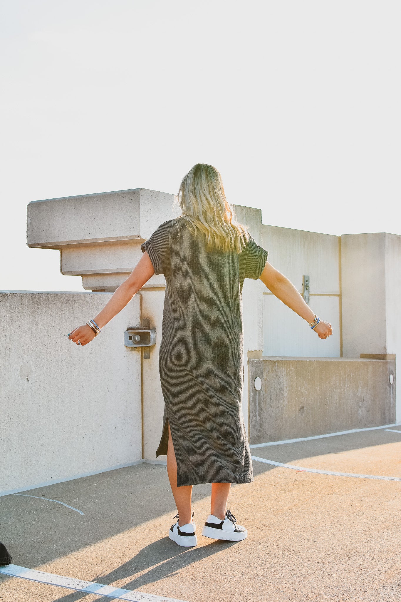 Kasie Maxi Tee Shirt Dress in Charcoal