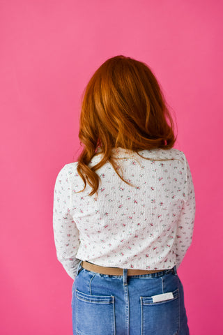 Willow Floral Long Sleeve Top in Off White