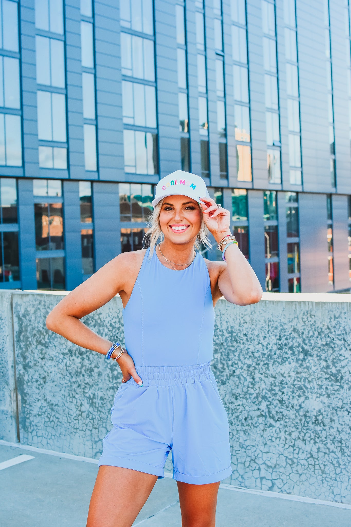 Lucie Active Romper in Periwinkle
