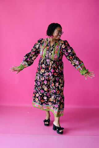 Lottie Floral Print Midi Dress