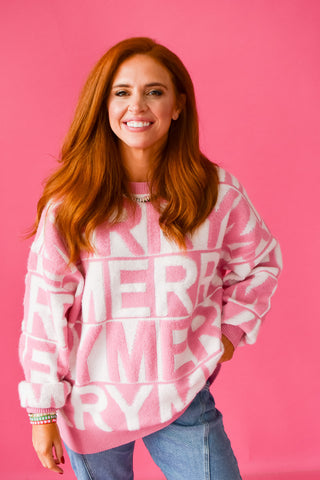 Merry Oversized Sweater in Pink