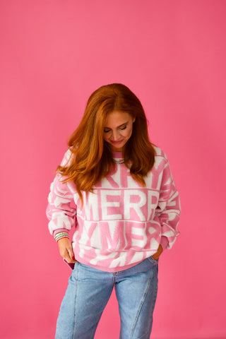 Merry Oversized Sweater in Pink