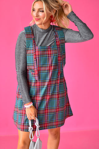 Tatum Plaid Bow Sleeve Mini Dress