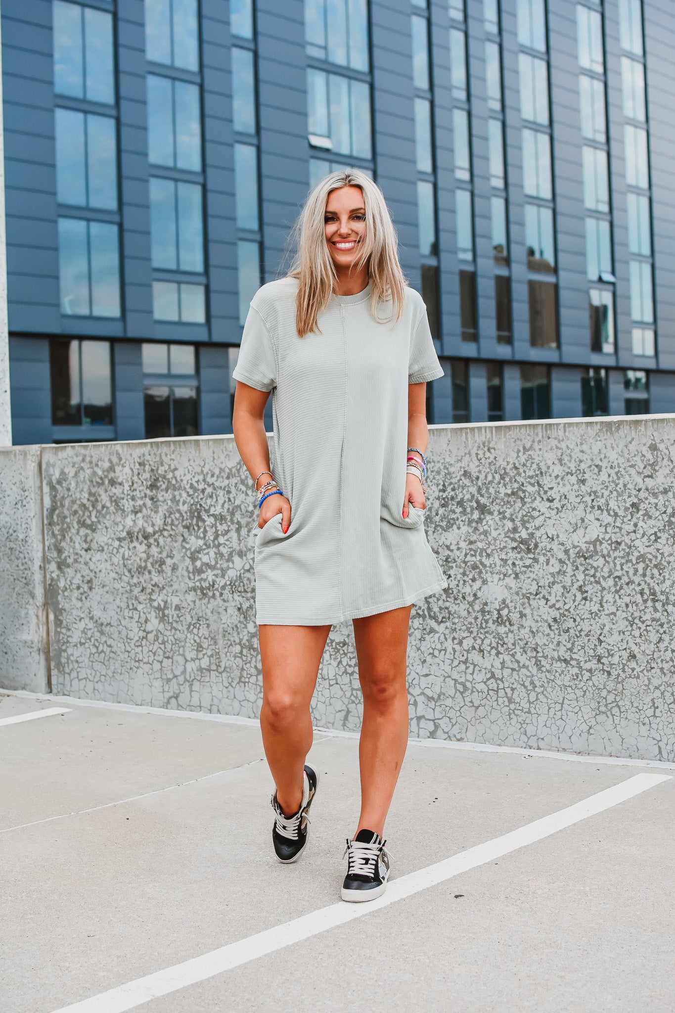 Sage Tee Shirt Dress in Mint Green