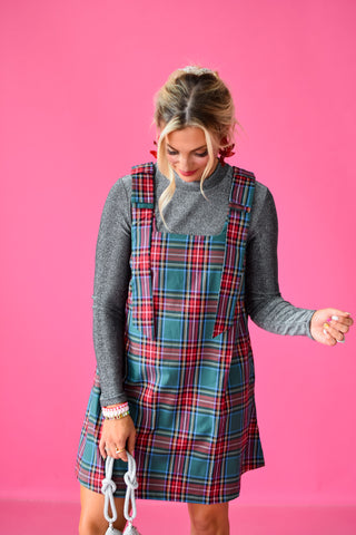 Tatum Plaid Bow Sleeve Mini Dress