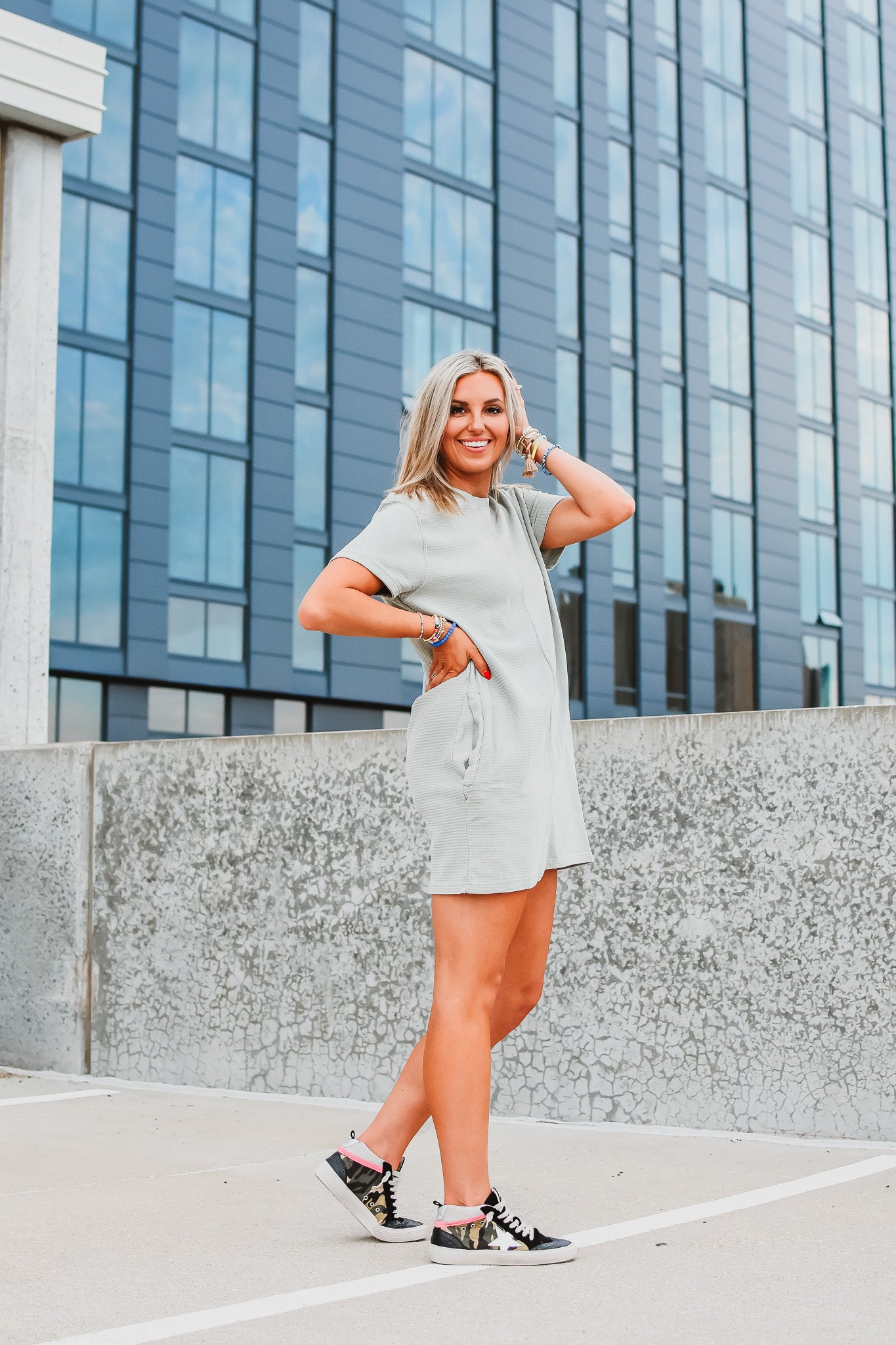Sage Tee Shirt Dress in Mint Green