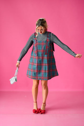 Tatum Plaid Bow Sleeve Mini Dress