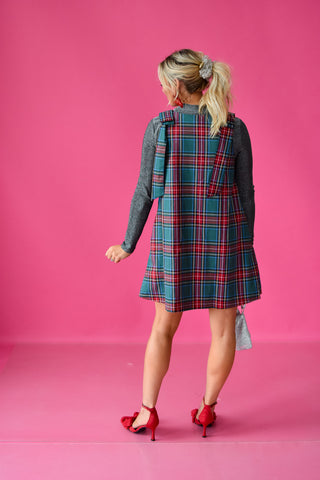 Tatum Plaid Bow Sleeve Mini Dress