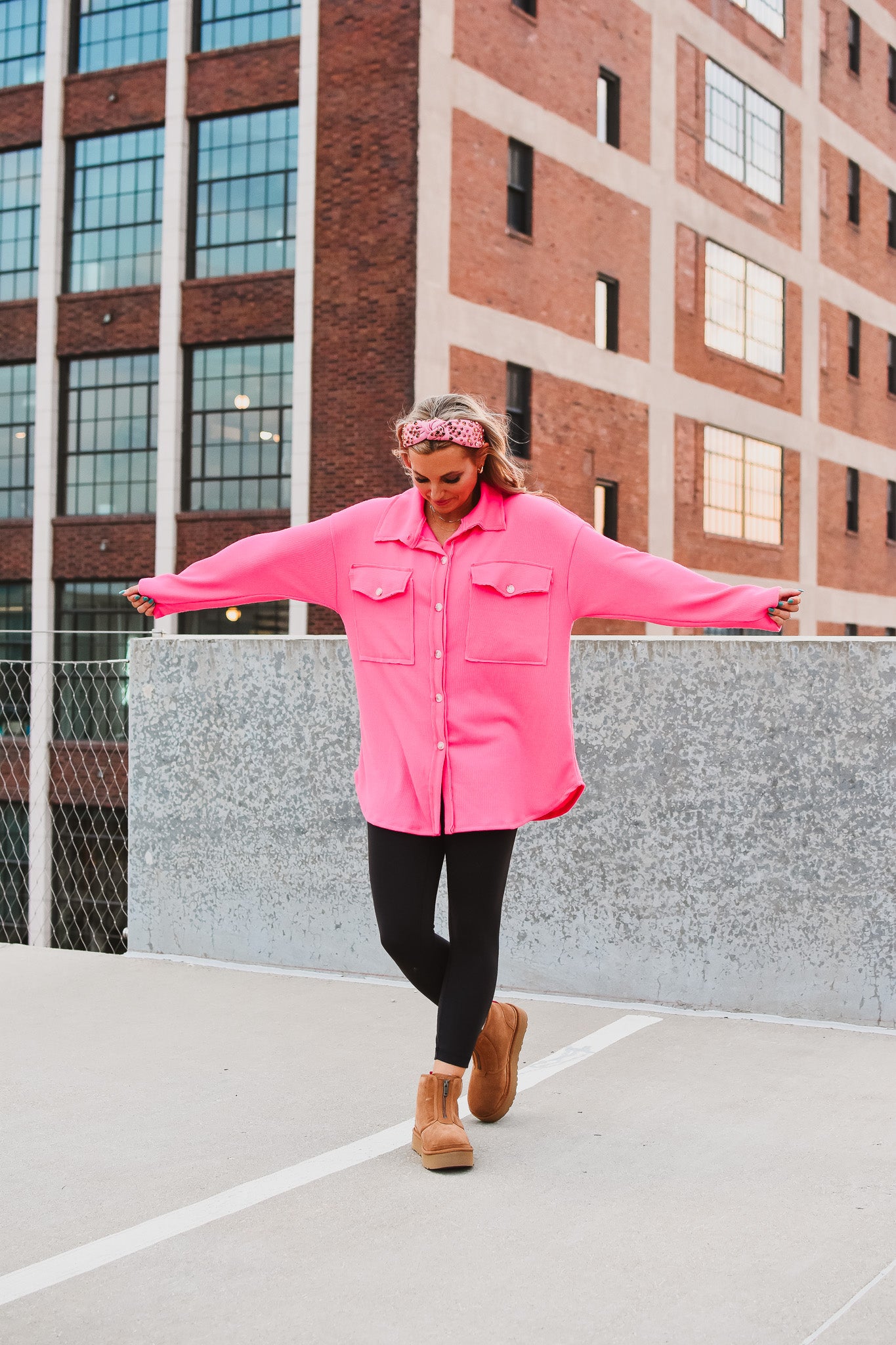 Ariel Shacket in Bright Pink