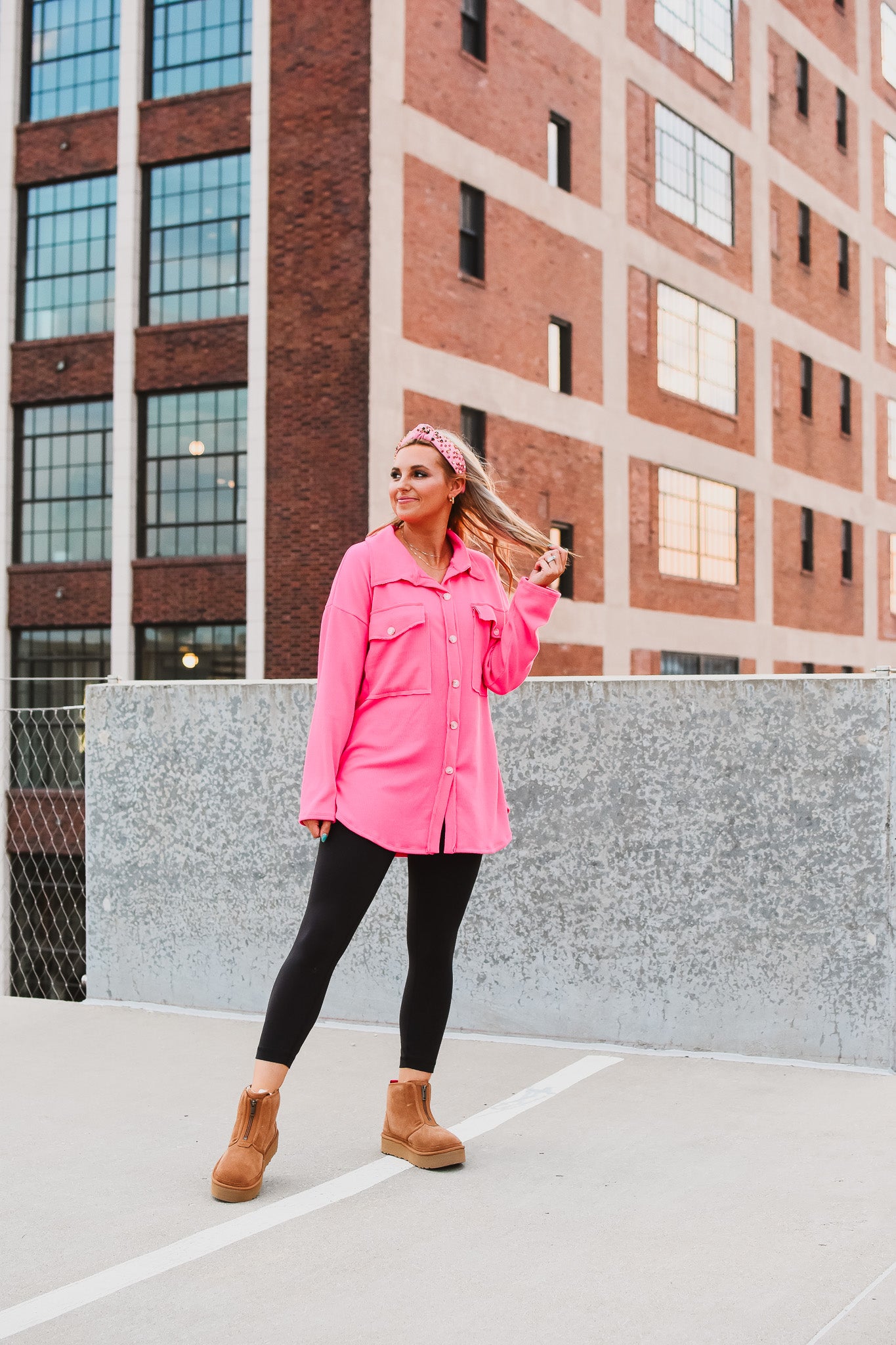 Ariel Shacket in Bright Pink