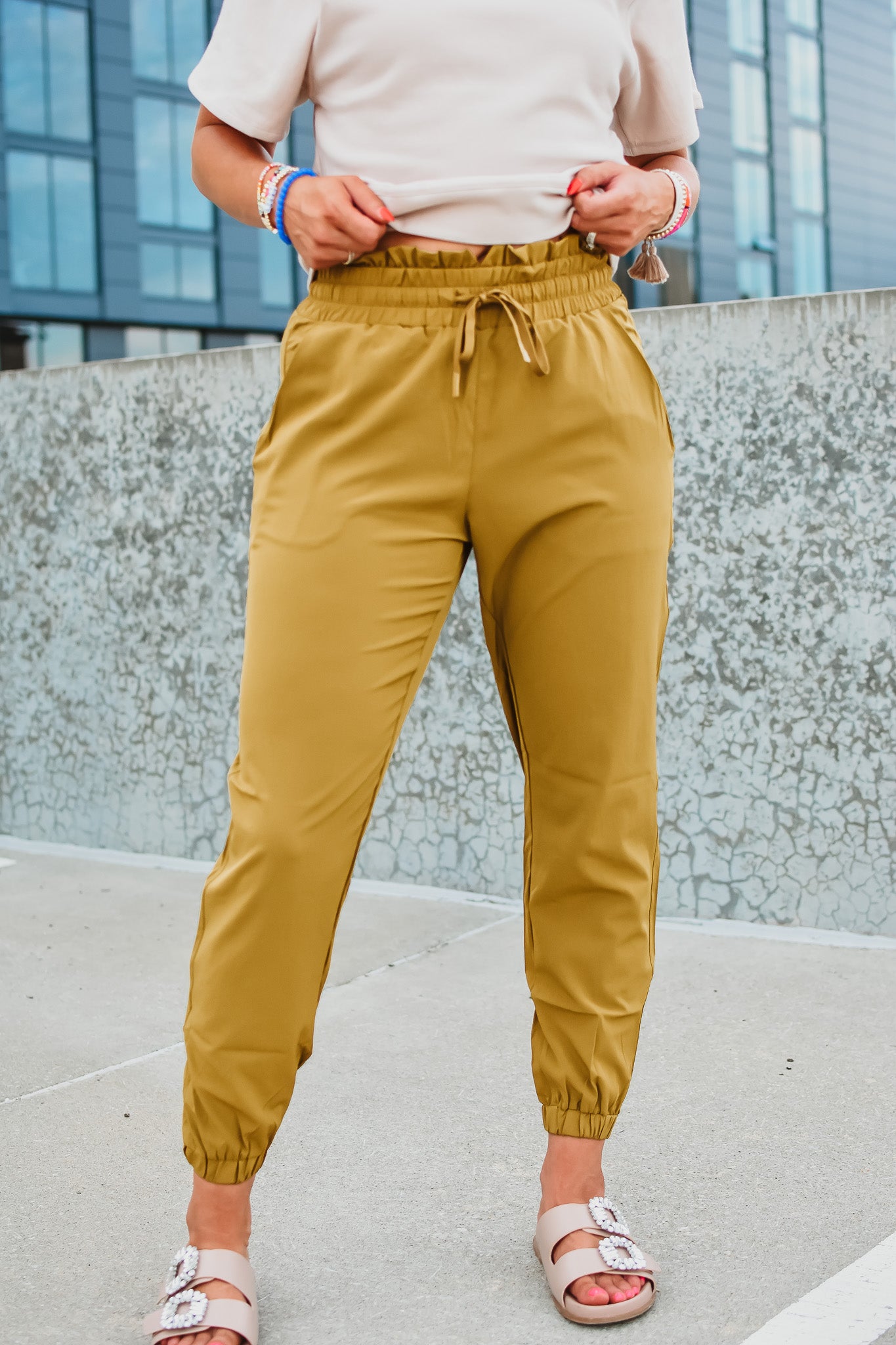 Kelley Joggers in Green Mustard