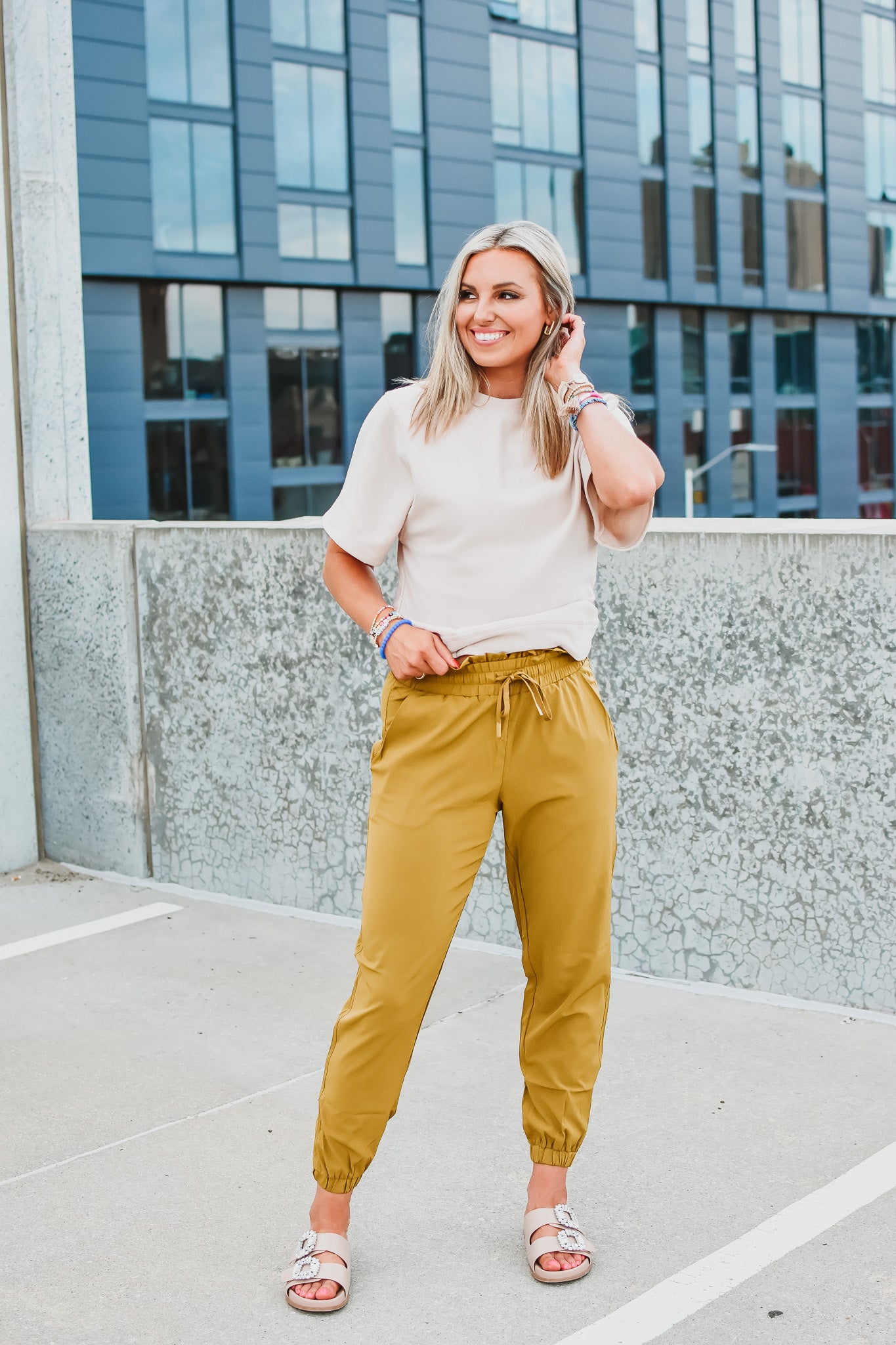 Kelley Joggers in Green Mustard