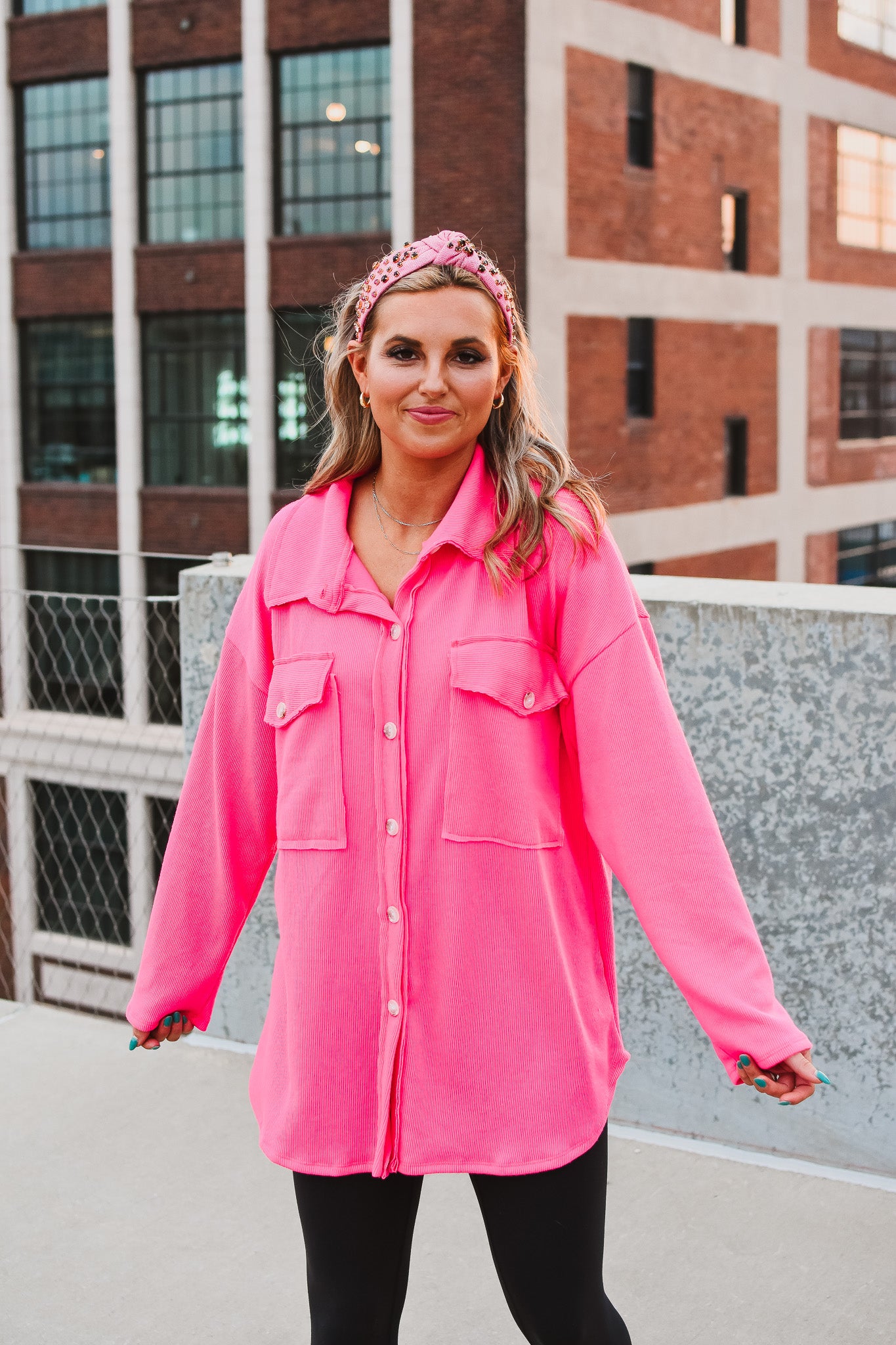 Ariel Shacket in Bright Pink