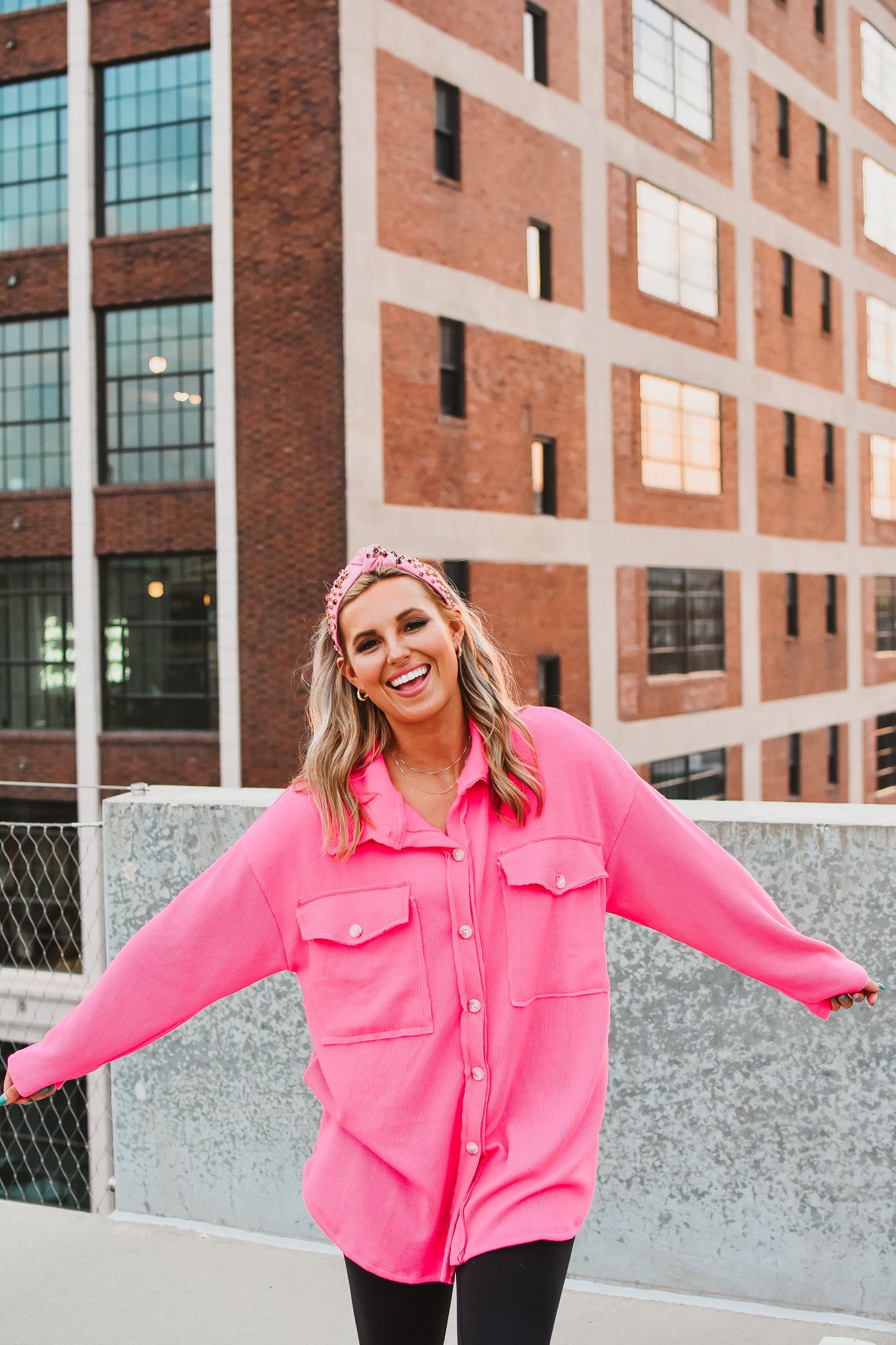 Ariel Shacket in Bright Pink
