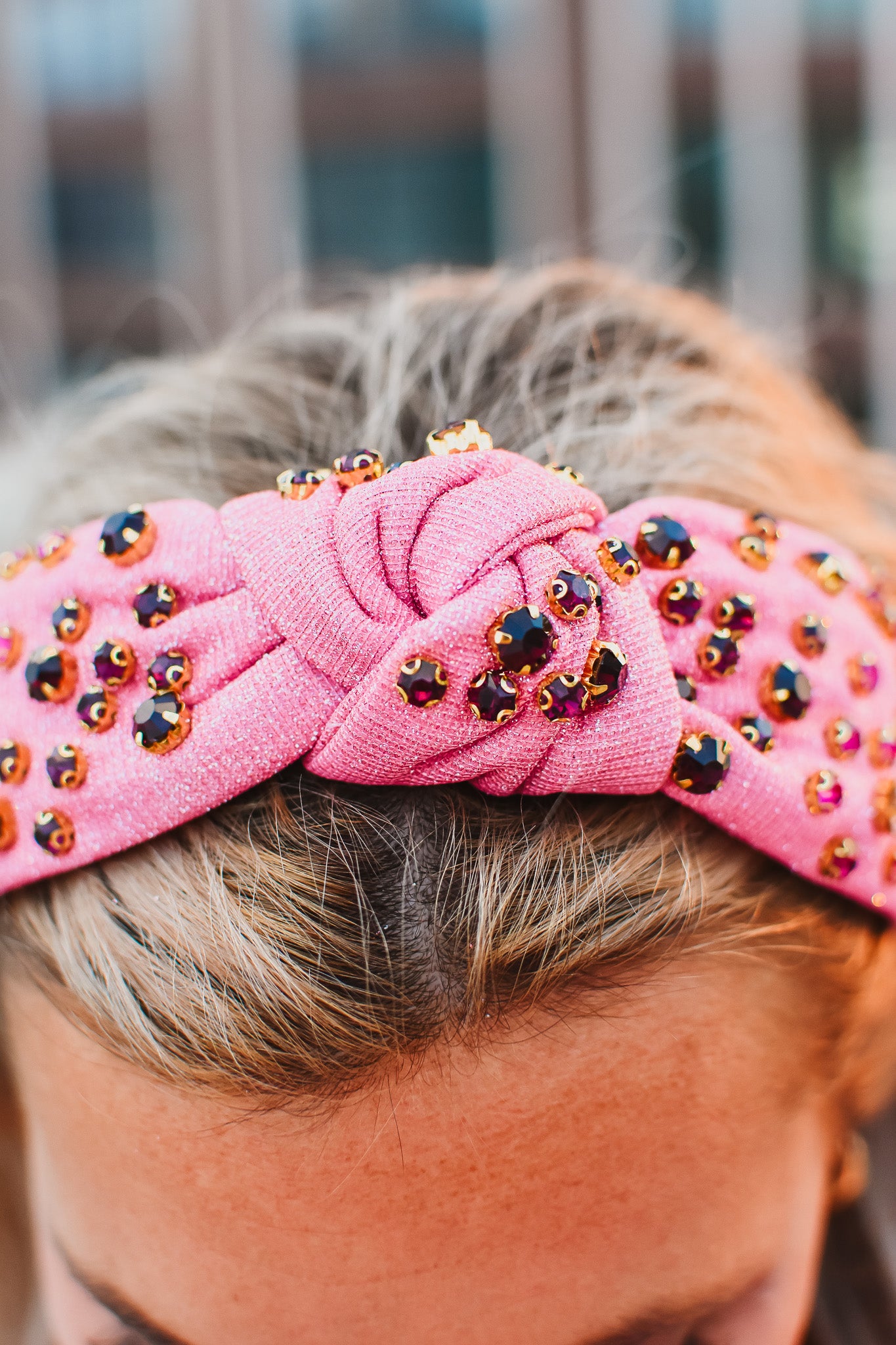 Pink Glittery Multi Colored Rhinestone Headband