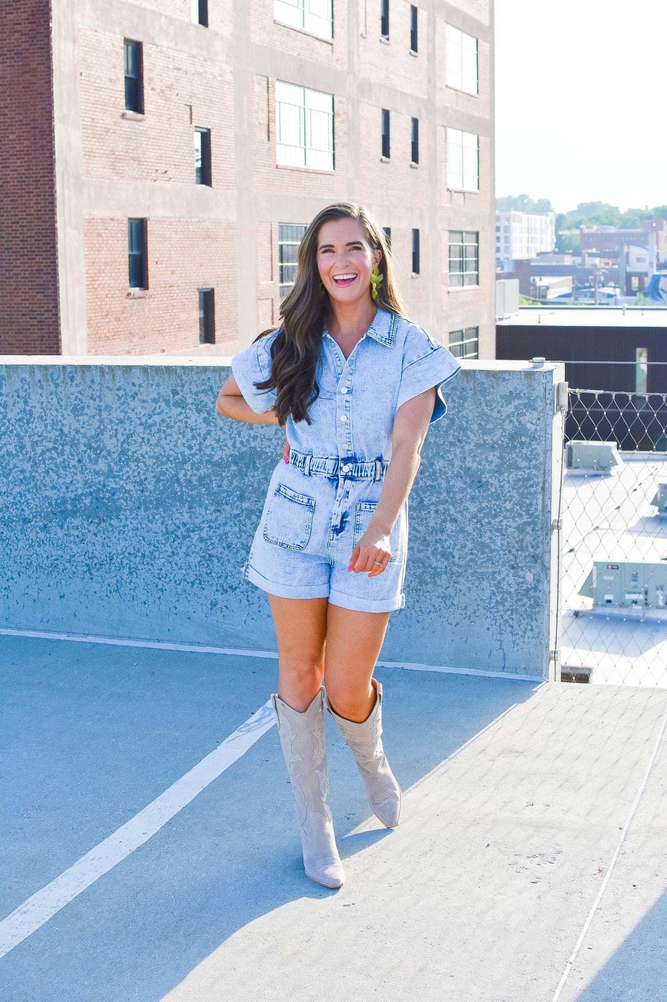 Drew Denim Romper - RESTOCK