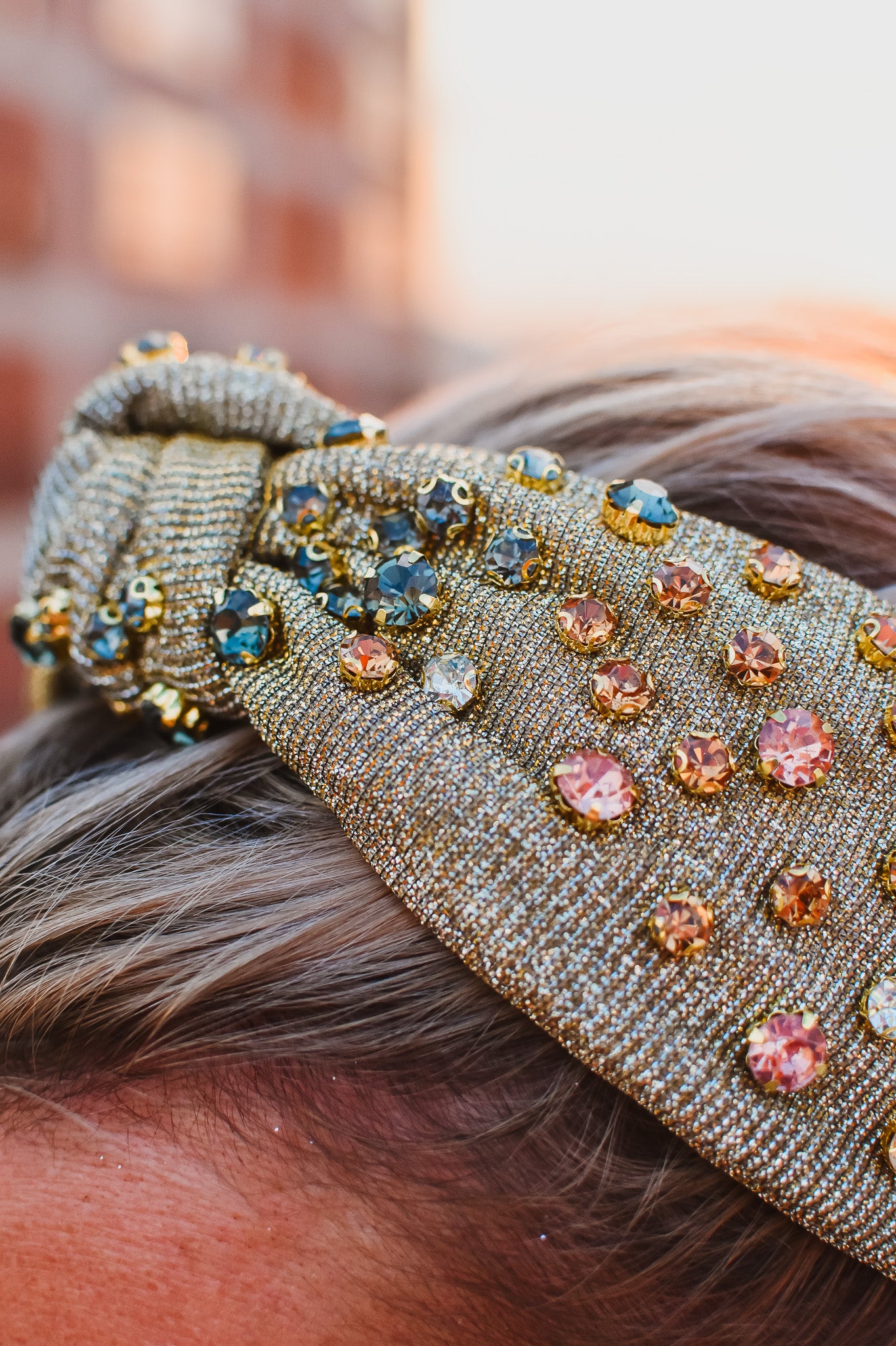 Gold Glittery Multi Colored Rhinestone Headband