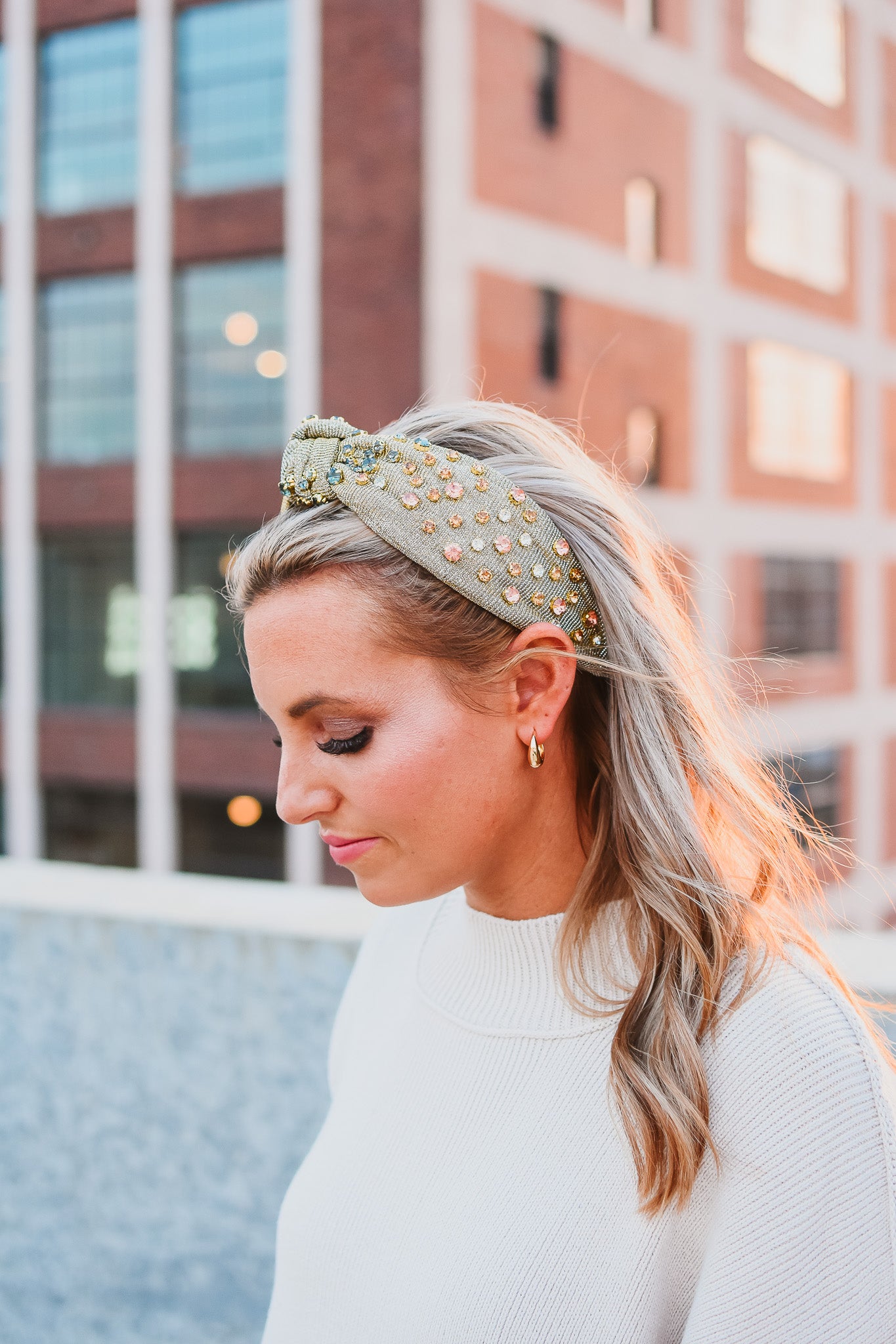 Gold Glittery Multi Colored Rhinestone Headband