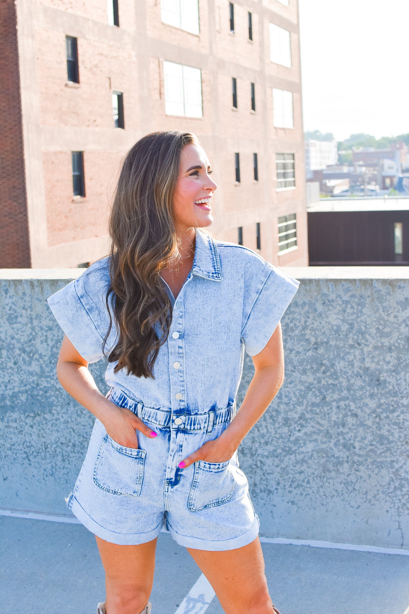 Drew Denim Romper - RESTOCK