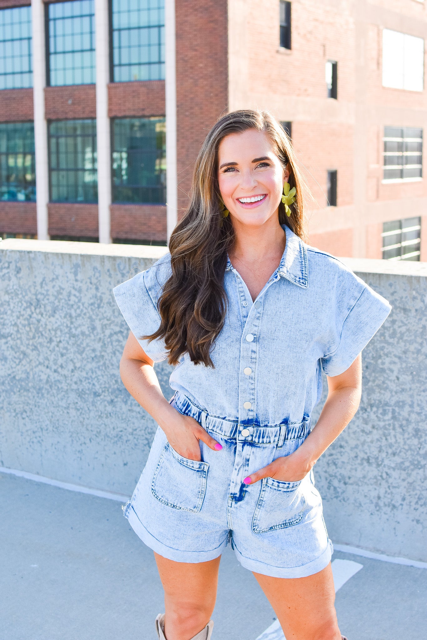 Drew Denim Romper - RESTOCK