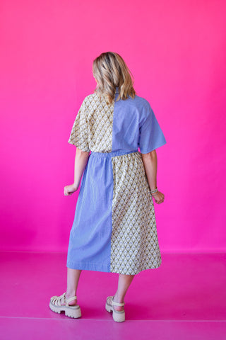 Margot Mix Print Midi Dress