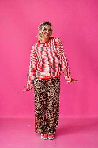 Piper Cardigan - Red Mini Stripe