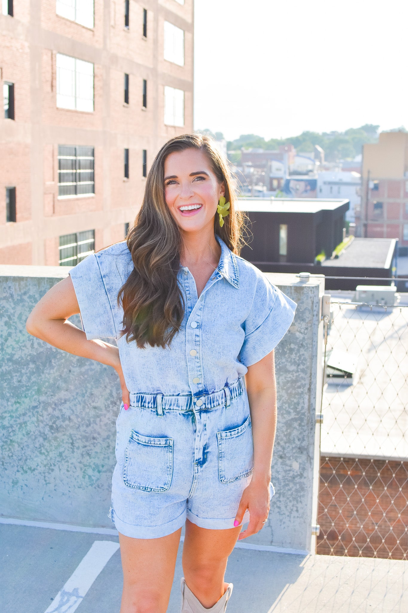Drew Denim Romper - RESTOCK