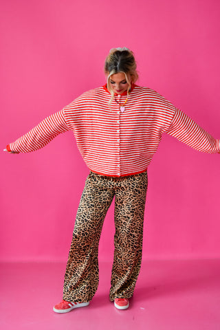 Piper Cardigan - Red Mini Stripe