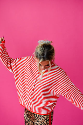 Piper Cardigan - Red Mini Stripe