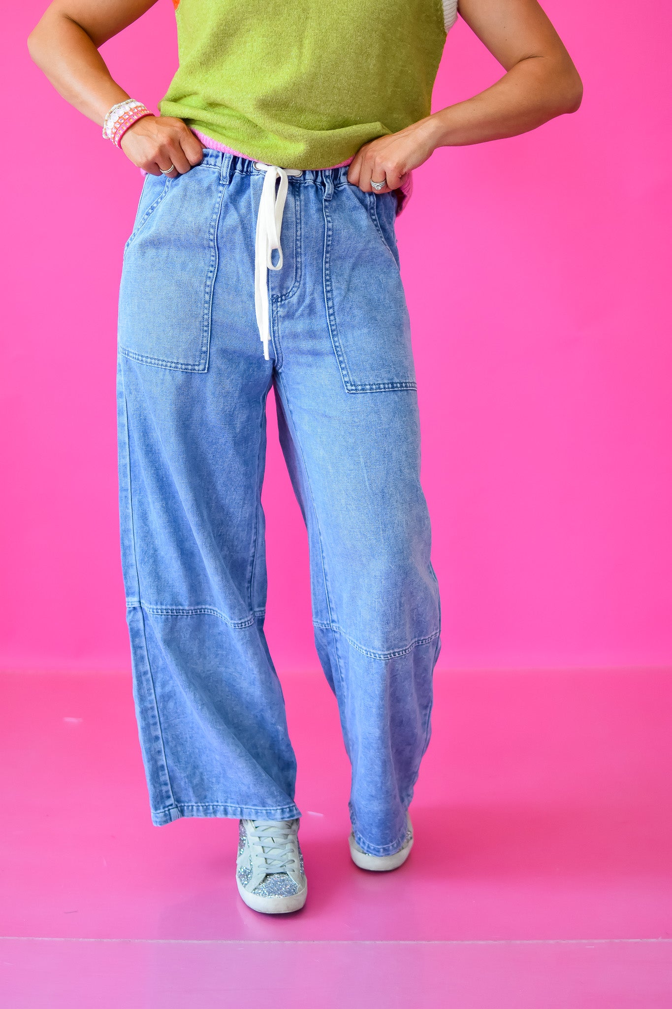 Peggy Wide Leg Drawstring Denim