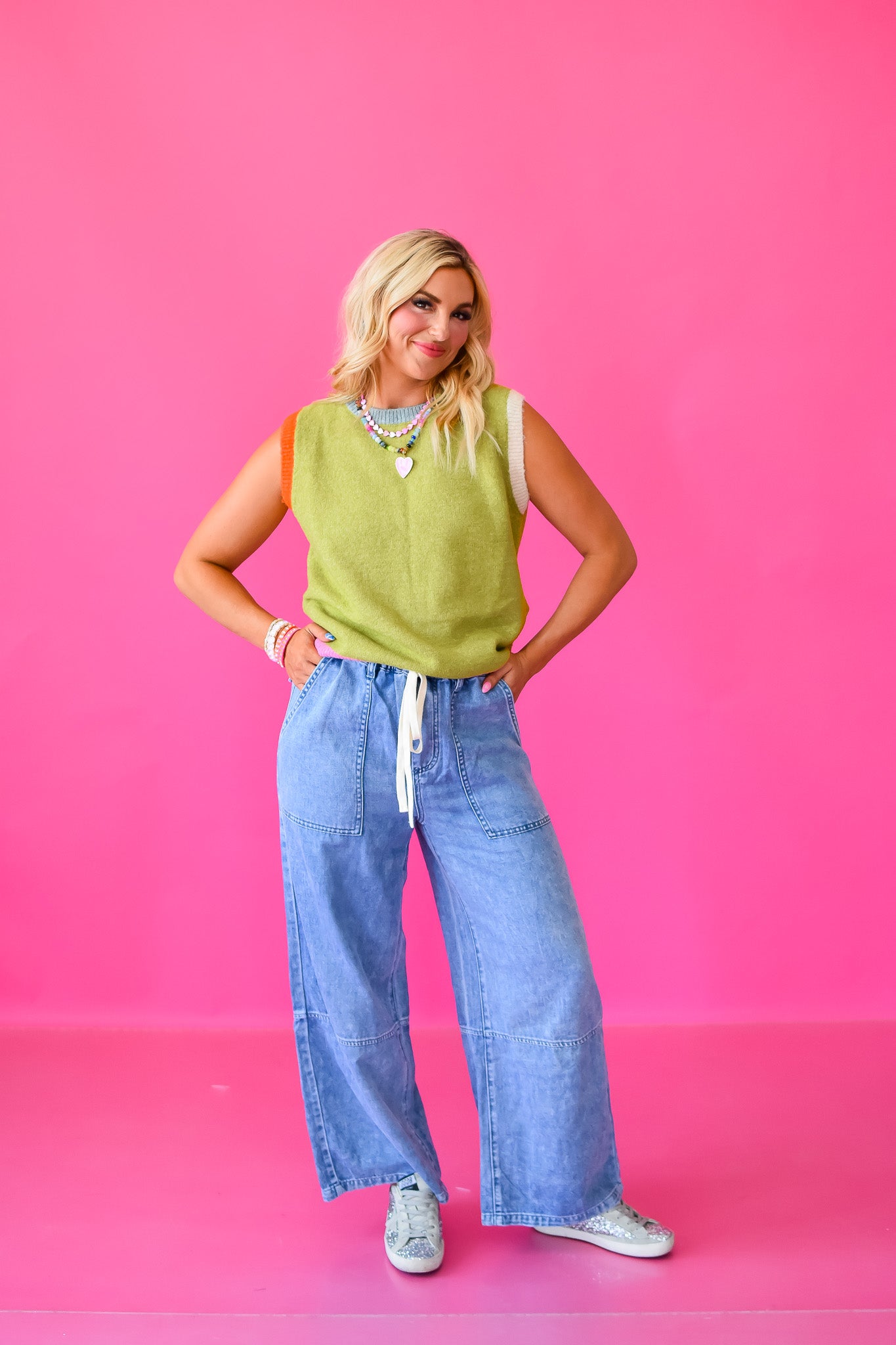 Peggy Wide Leg Drawstring Denim