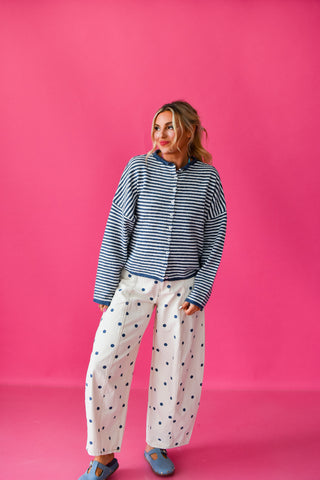 Piper Cardigan - Denim Mini Stripe RESTOCK