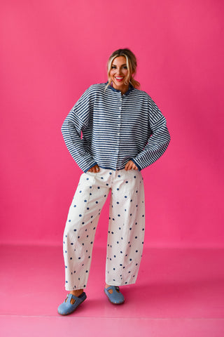 Piper Cardigan - Denim Mini Stripe RESTOCK