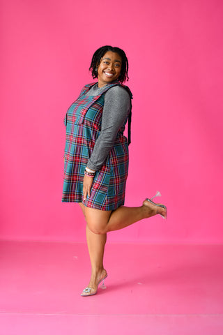 Tatum Plaid Bow Sleeve Mini Dress
