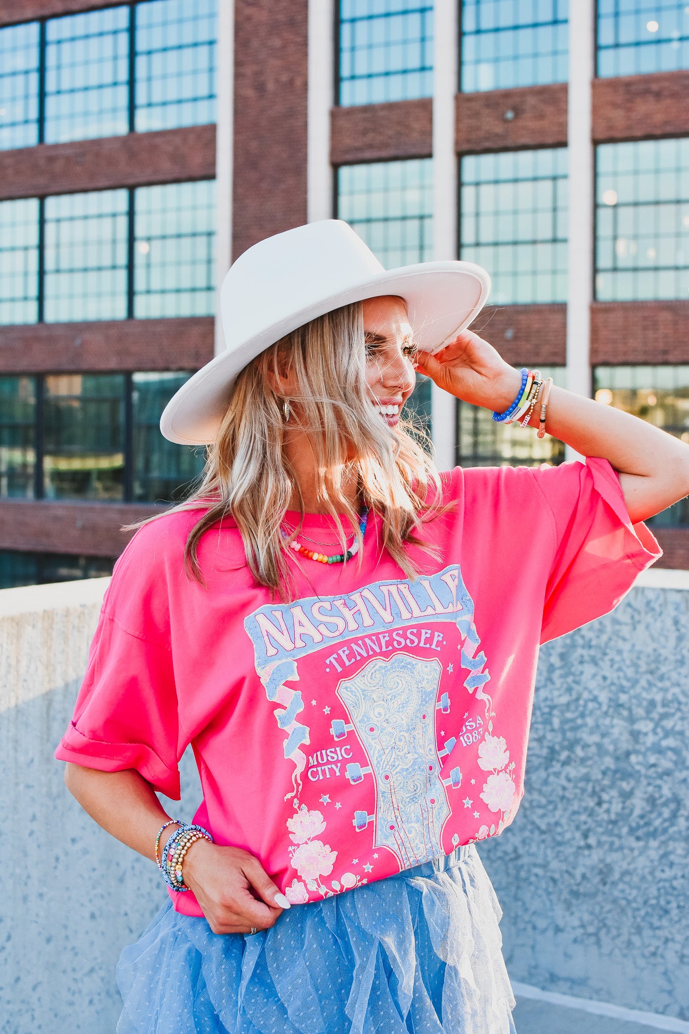 Nashy Graphic Tee in Hot Pink