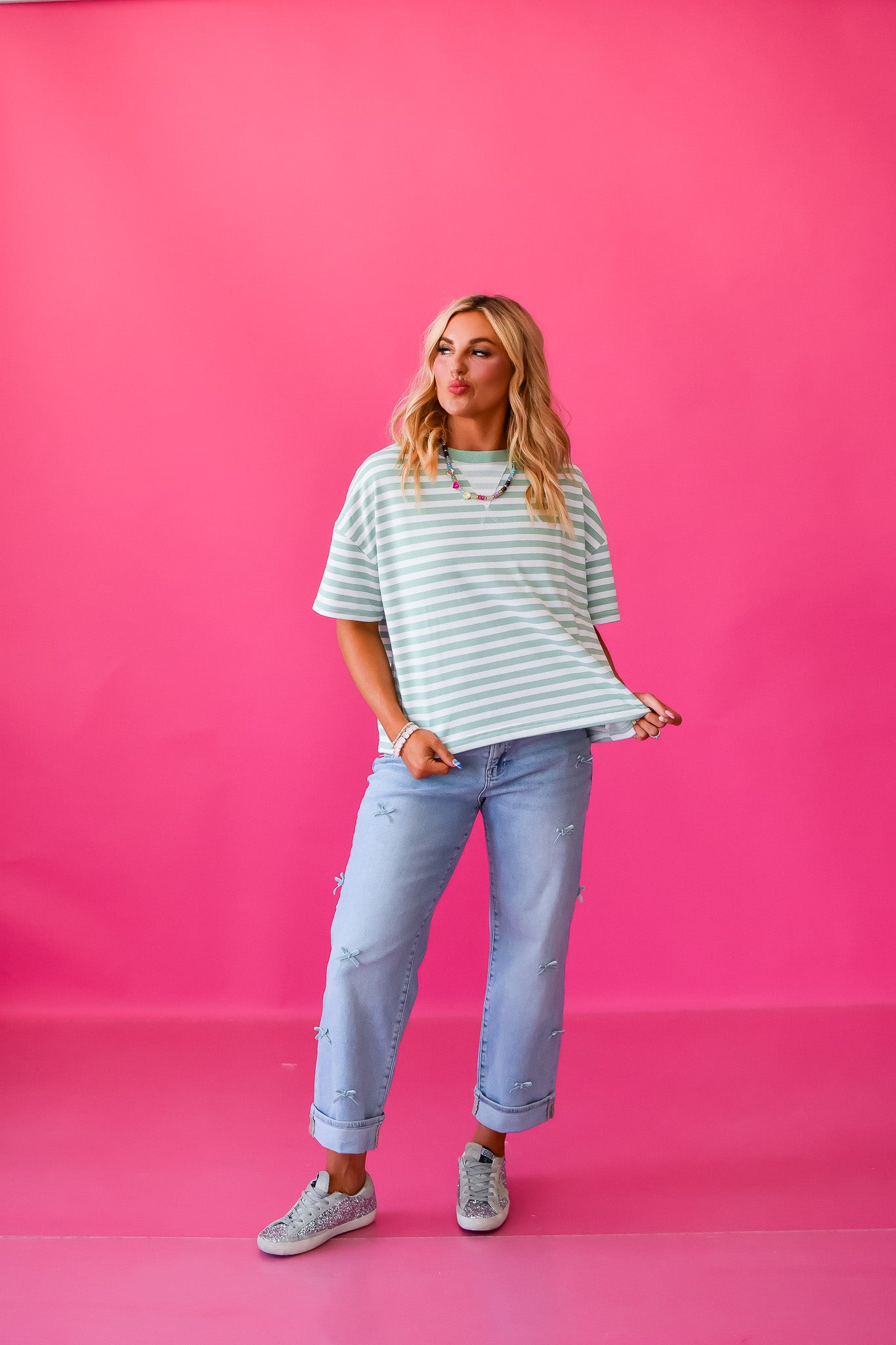 Lolo High Rise Crop Barrel Bow Jeans