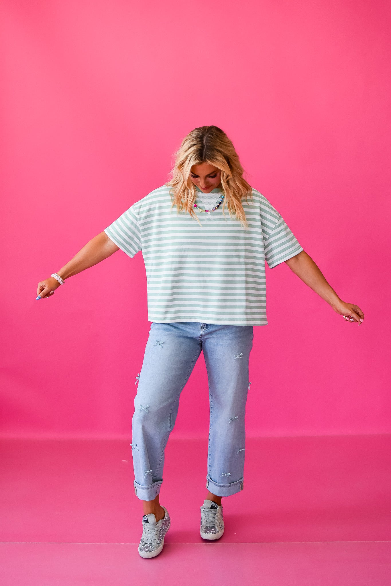 Kaylee Stripe Tee in Mint