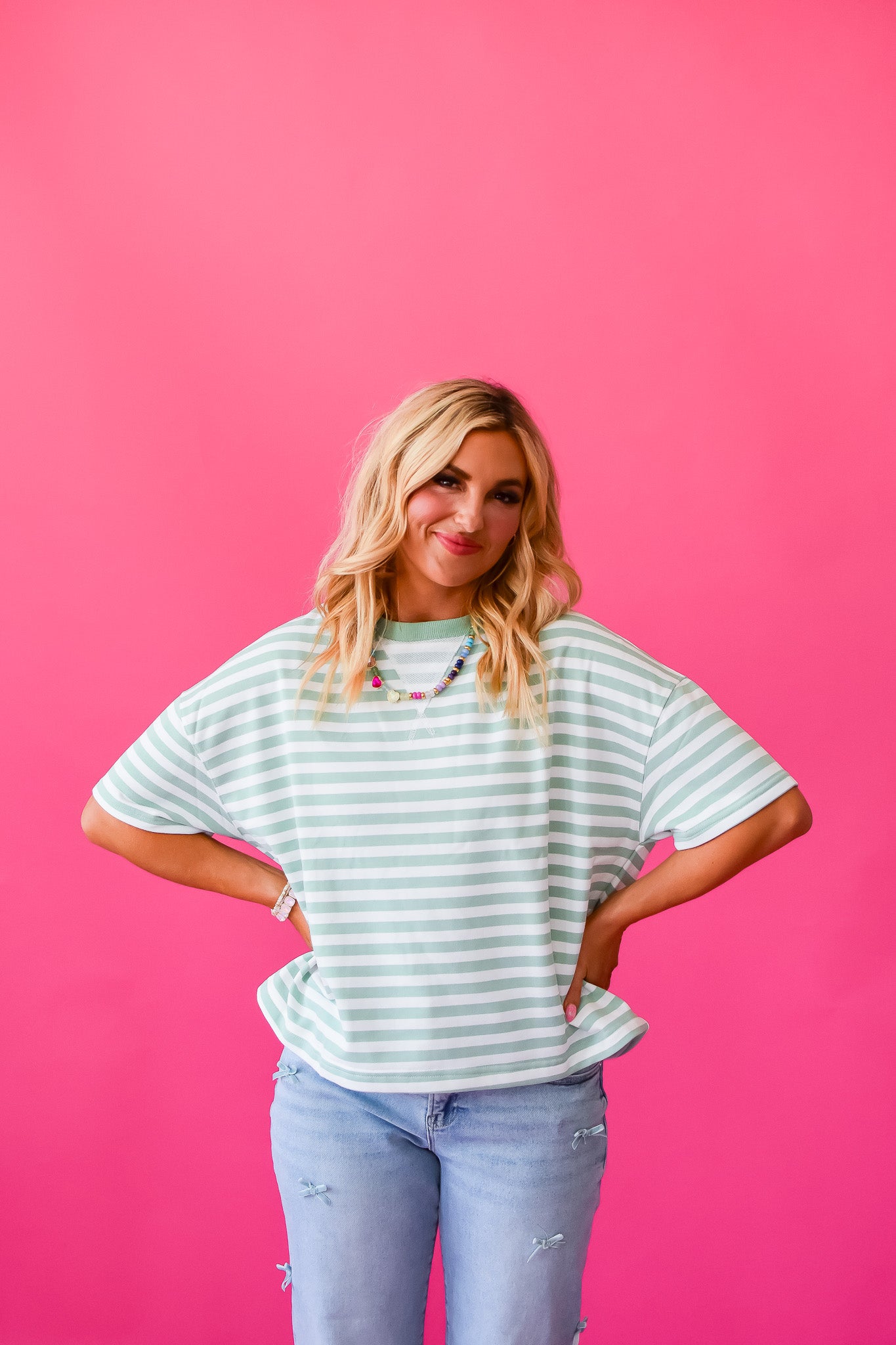 Kaylee Stripe Tee in Mint