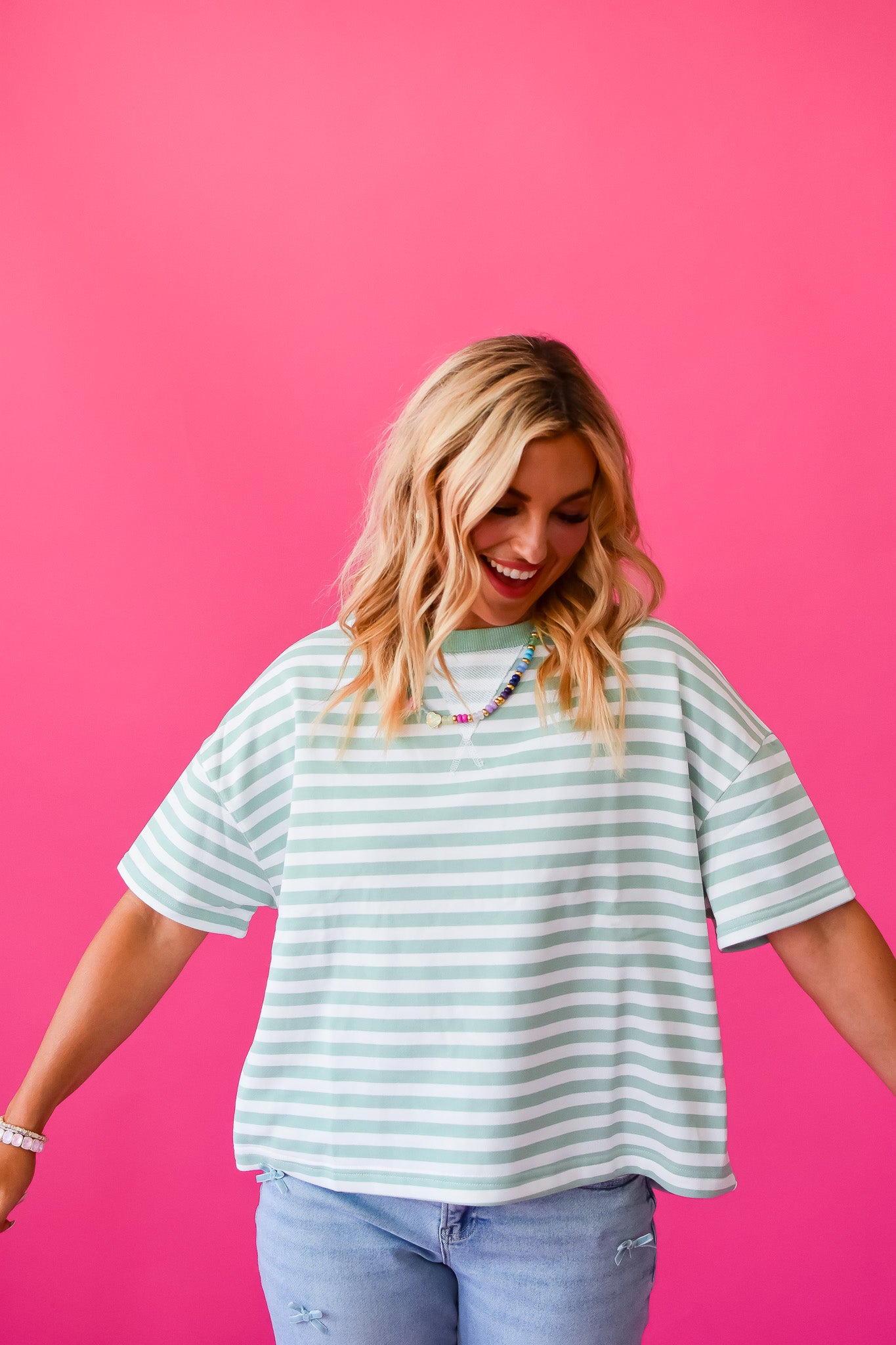 Kaylee Stripe Tee in Mint