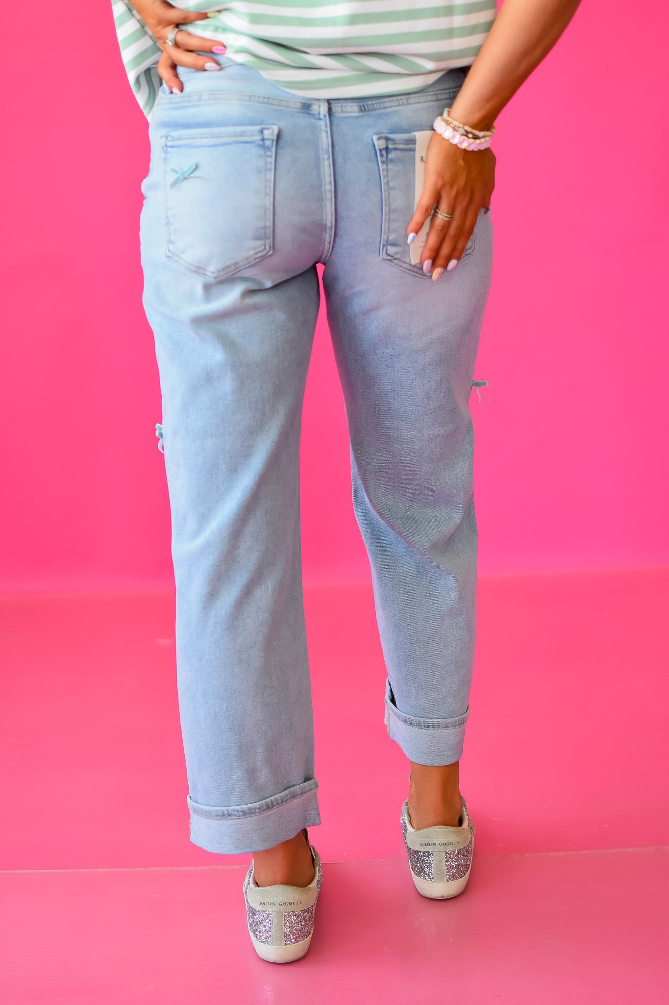 Lolo High Rise Crop Barrel Bow Jeans