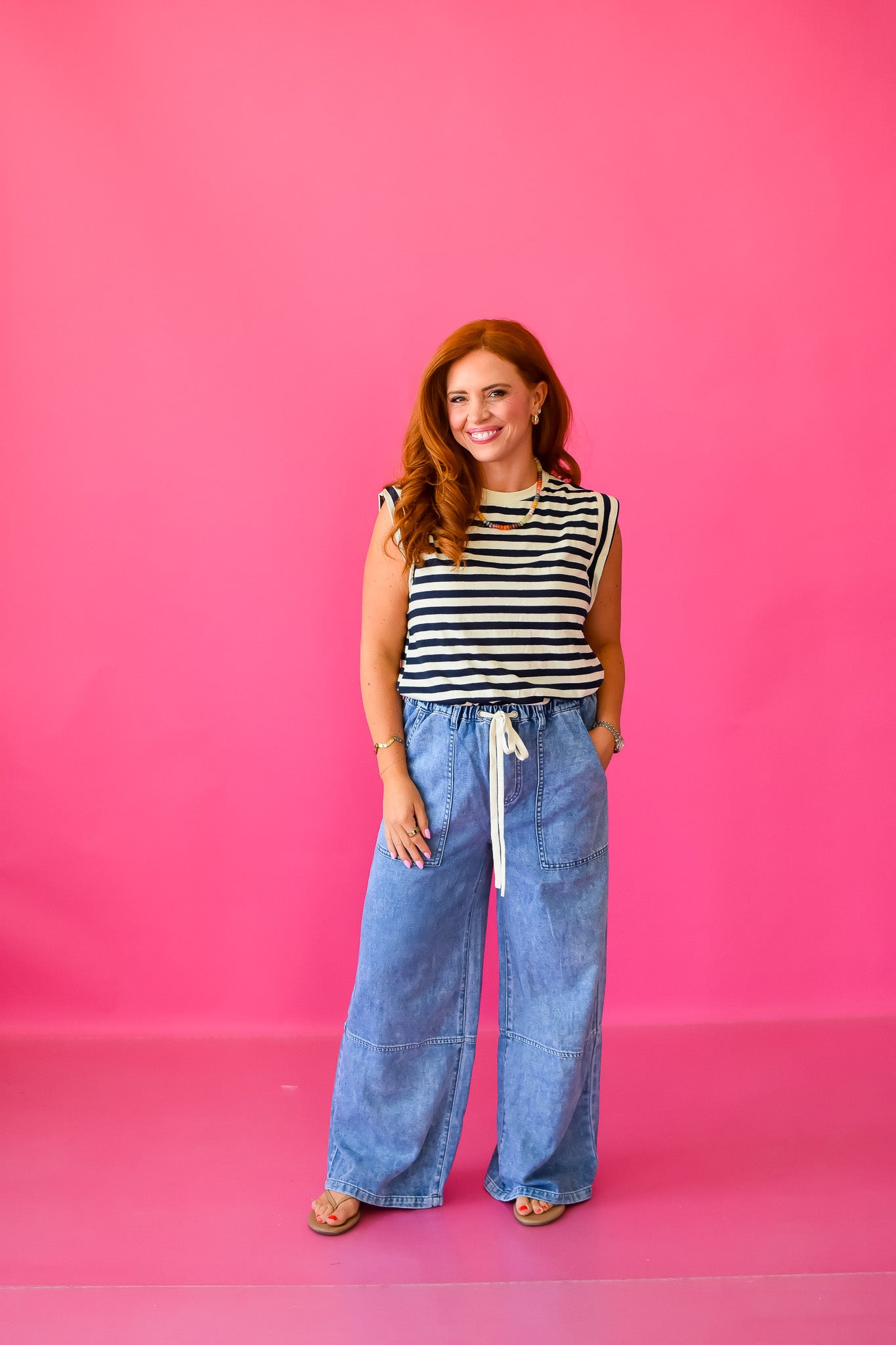 Dani Stripe Tee in Navy/Ivory