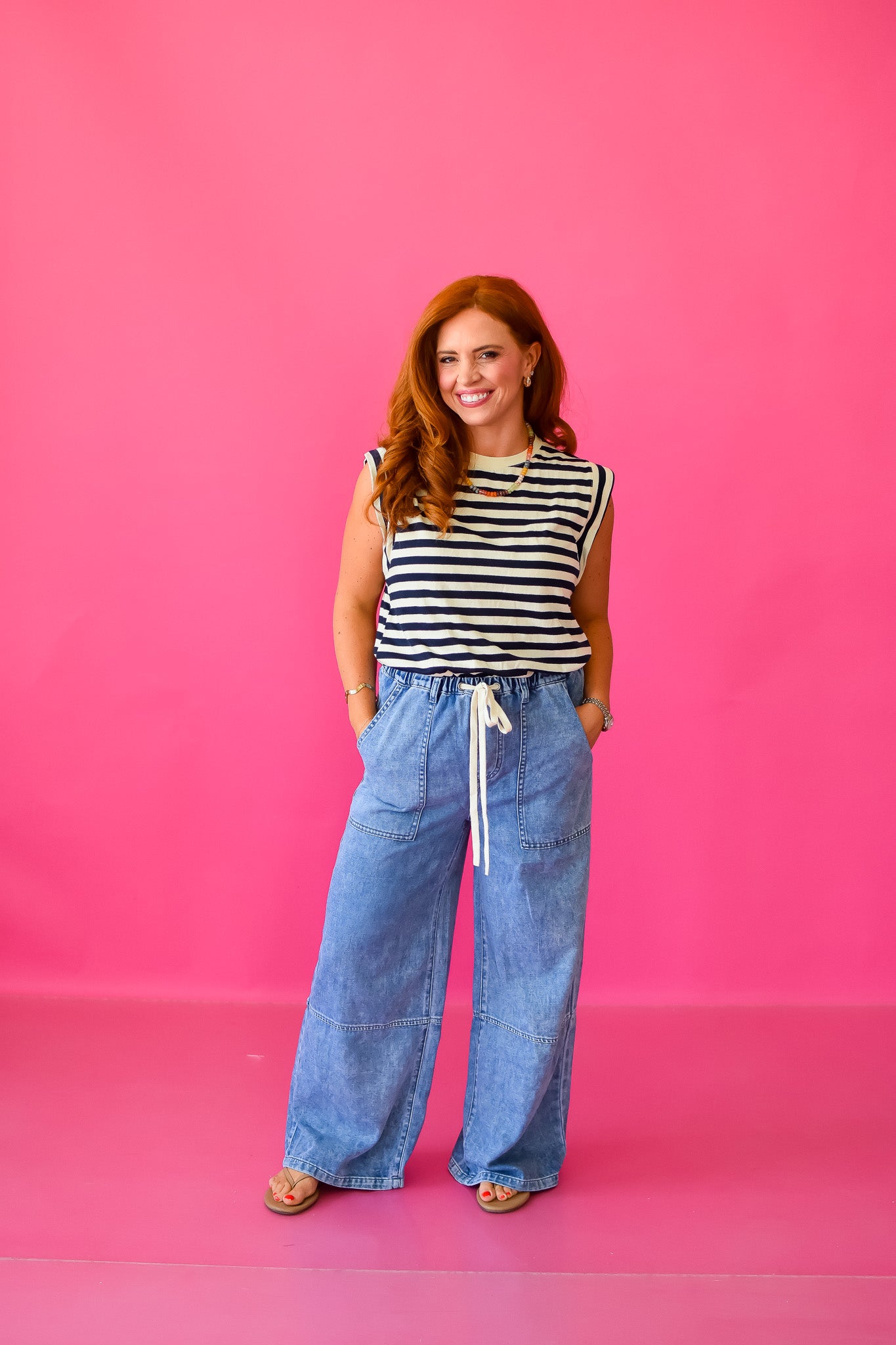 Dani Stripe Tee in Navy/Ivory