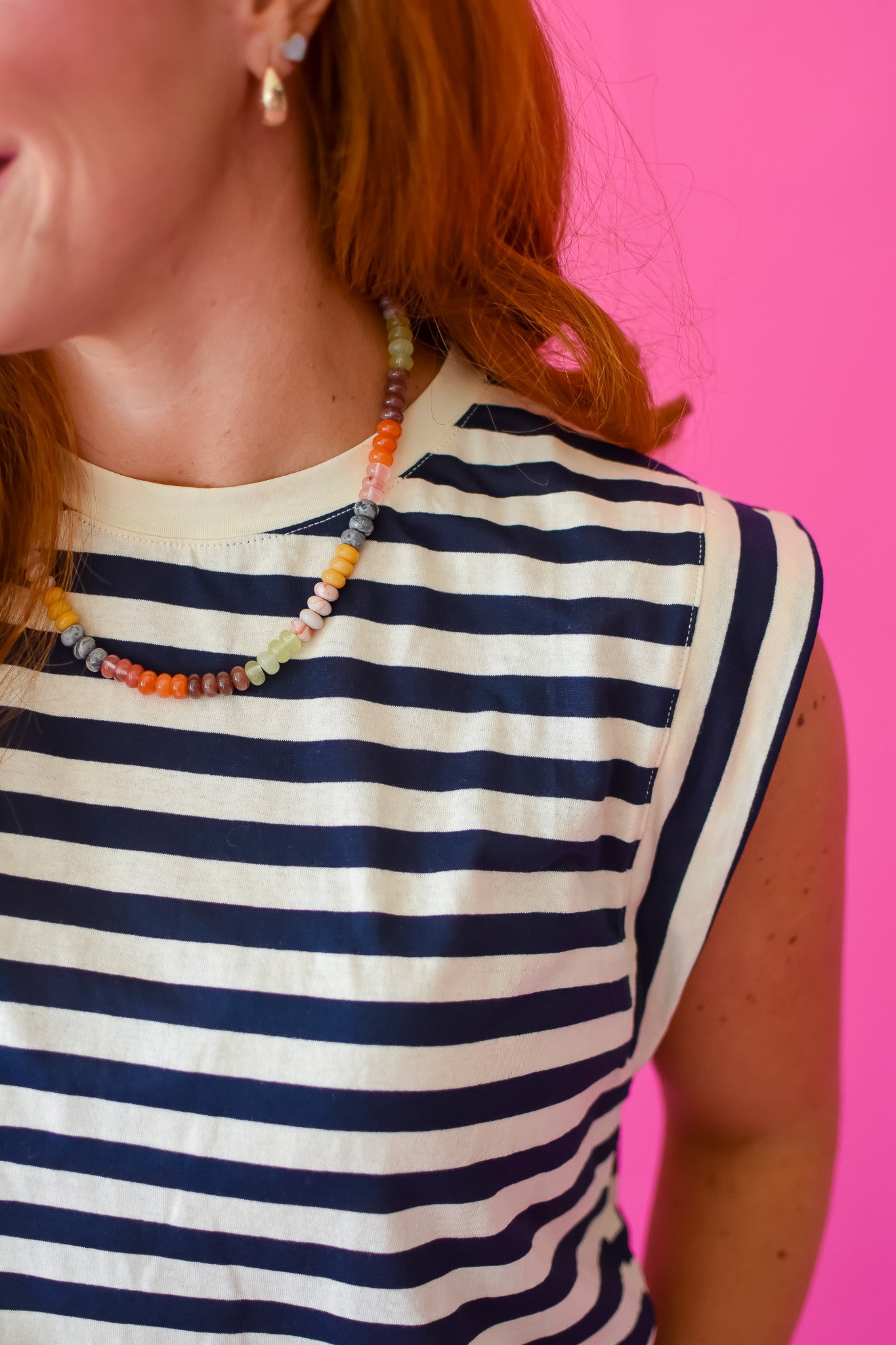 Dani Stripe Tee in Navy/Ivory