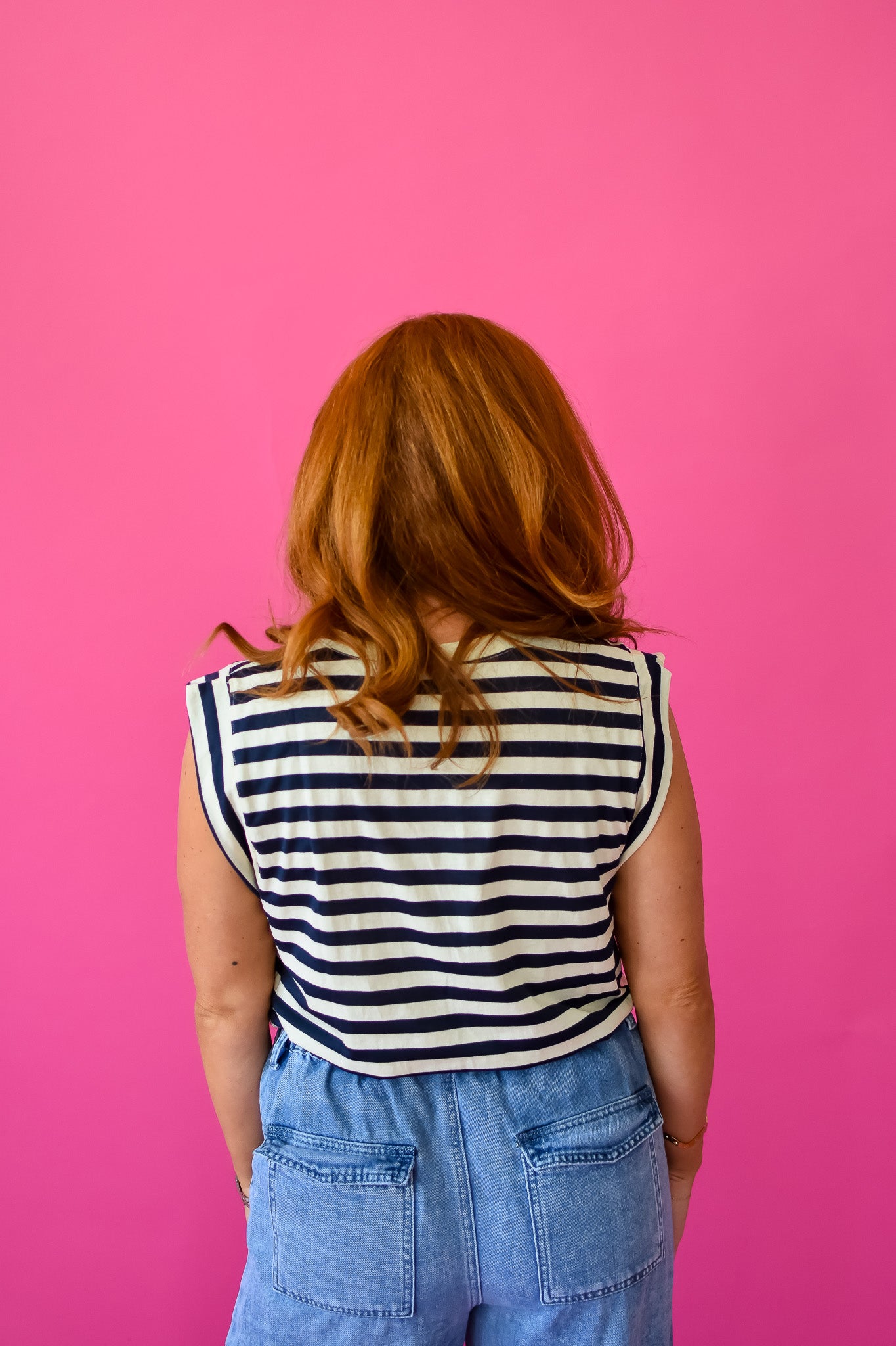Dani Stripe Tee in Navy/Ivory